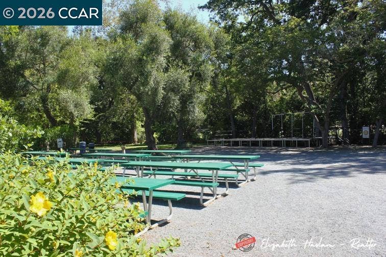 Picnic area and stage at Stanley Dollar Clubhouse