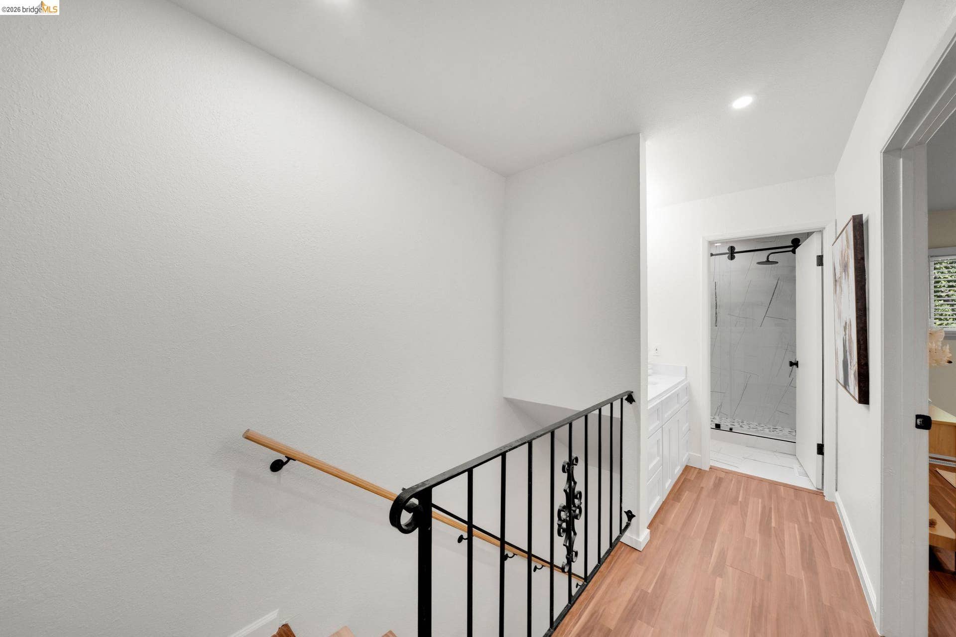 Wood-finish flooring with recessed lighting