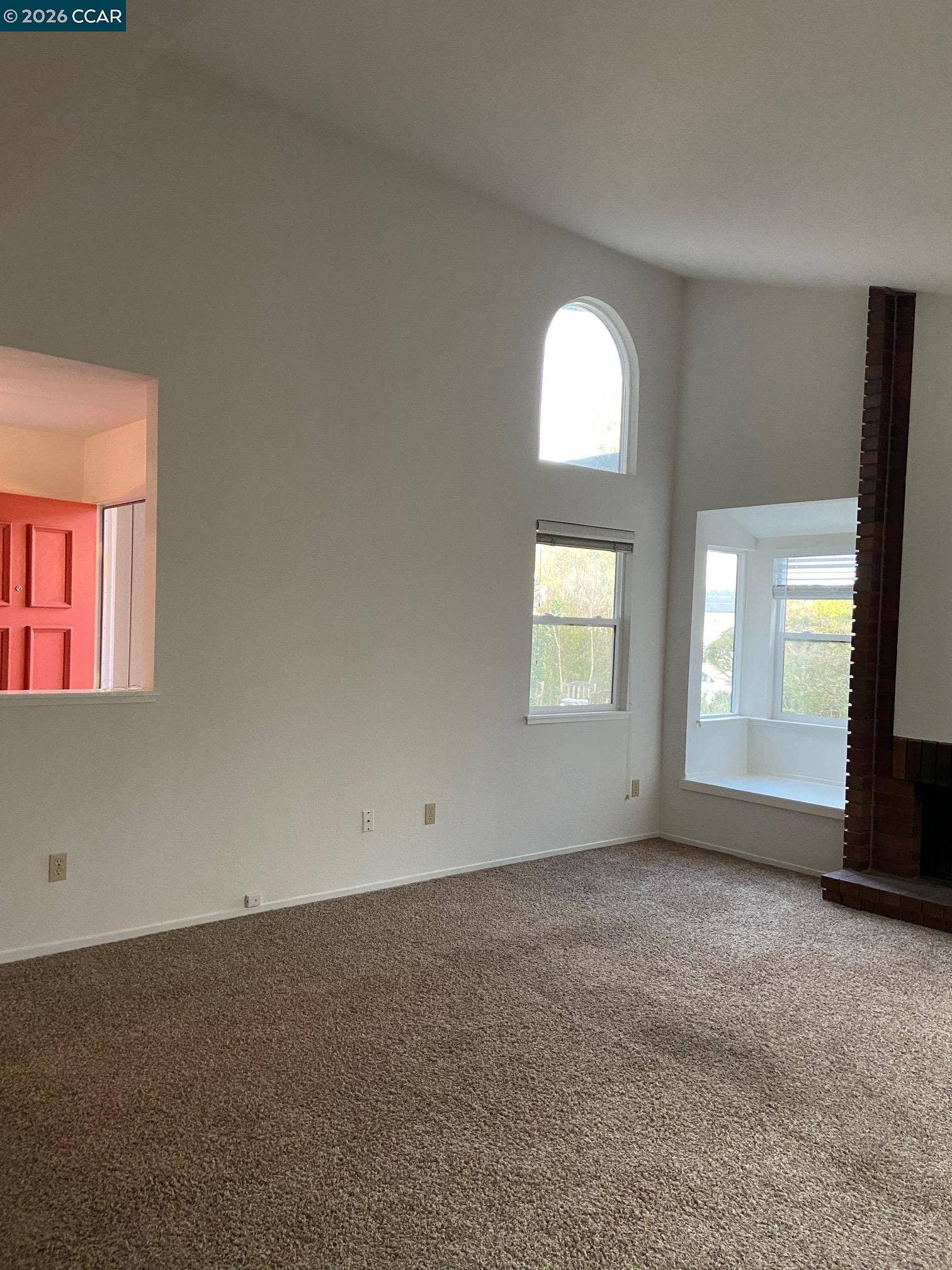Toward entry and fireplace
